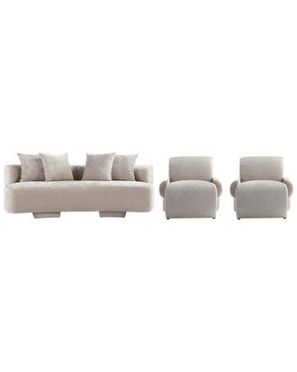Manhattan Comfort 3Pc Modern Verandah Chenille 90.6In Sofa & 2 Accent Chairs