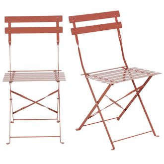 Maisons du monde Set de 2 sillas de exterior plegables de acero color terracota