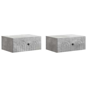 vidaXL Mesita De Noche De Pared 2 Pcs Gris Hormig&oacute;n 49 X 34,5 X 20 Cm Vidaxl