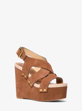 Michael Kors Raven Studded Suede Wedge Sandal