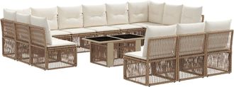 vidaXL Conjunto De Sof&aacute;s De Jard&iacute;n 14 Uds. Beige Rat&aacute;n Sint&eacute;tico Vidaxl