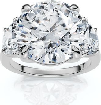 Pompeii3 Certified 7Ct Diamond & Halfmoon Engagement Ring 14k Gold or Platinum Lab Grown