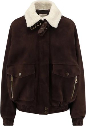 Semicouture Su&egrave;de Jas - Dames - Jassen - Bruin - S - Su&egrave;de - Jassen