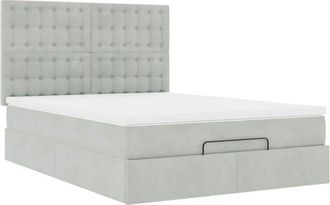 vidaXL Estructura Cama Otomana Colchones Gris Claro 140x190cm Vidaxl