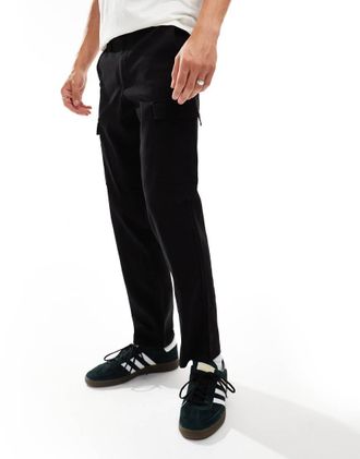 Only & Sons straight fit cargo in black-Brown