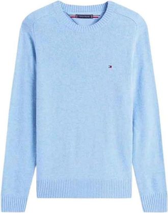 Tommy Hilfiger Rondgebreide trui - Heren - Ronde hals truien - Blauw - L - Katoen - Truien & Vesten