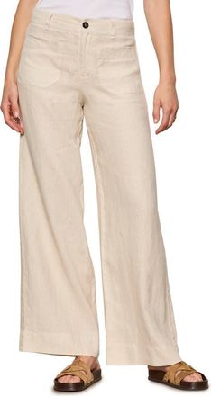 Sanctuary The Marine Linen Wide Leg Pants in Summer Sand White at Nordstrom, Size 26