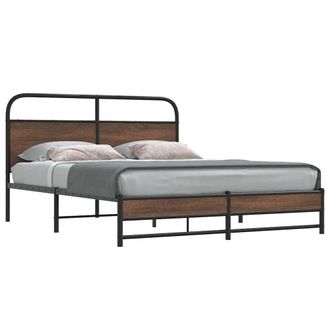 Berkfield Home Metal Bed Frame without Mattress Brown Oak 160x200 cm