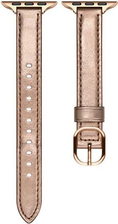 Posh Tech Carmen Skinny Metallic Leather Apple Watch Watchband in Rose Gold at Nordstrom