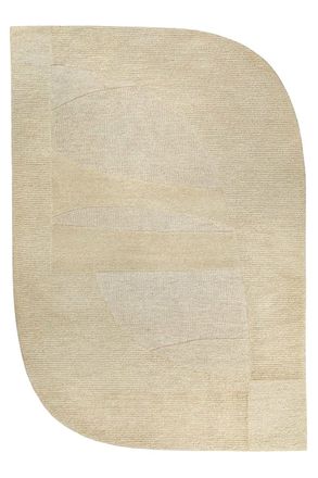 Wecon Home Alfombra beige de lana virgen, inspiraci&oacute;n natural 140x200