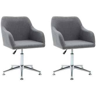 vidaXL Sillas De Comedor Giratorias 2 Unidades Tela Gris Claro Vidaxl