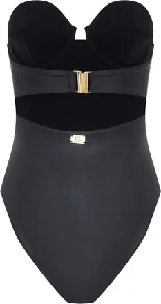 Balmain Womens Swimsuit Strapless Black Polyamide Swimwear Sea Clothing