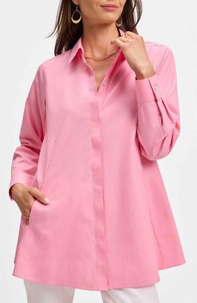 Foxcroft Cici Non-Iron Tunic Blouse in Pink Sea Glass at Nordstrom, Size 2