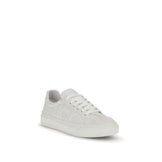 Ferragamo Mens White Calf Leather Bos Taurus Sneakers