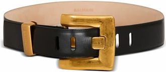 Balmain Anthem Leather Belt in Black at Nordstrom, Size 70