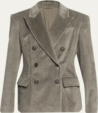 Brunello Cucinelli Corduroy Double-Breasted Suit-Type Jacket