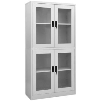 vidaXL Armario Oficina Acero Vidrio Templado Gris Claro 90x40x180 Cm Vidaxl