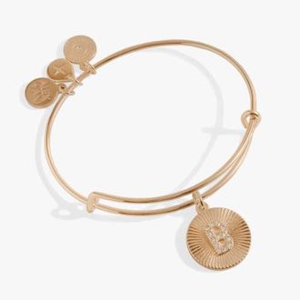 Alex and Ani Pave Starburst Texture Initial Bangle Bracelet in Gold - B at Nordstrom