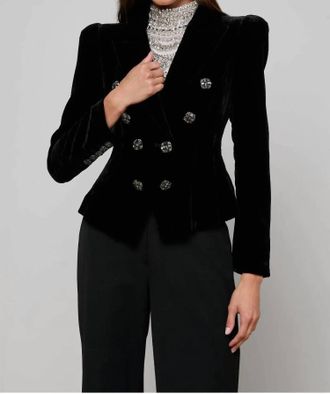 L'agence Bethany Velvet Structured Blazer In Black