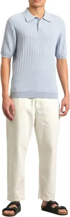 Wax London Naples Vertical Knit Pattern Polo In Blue