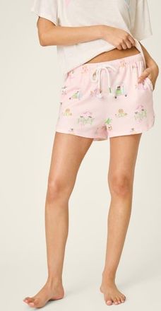 PJ Salvage Pupcation Palms Pajama Shorts in Light Pink at Nordstrom, Size X-Large