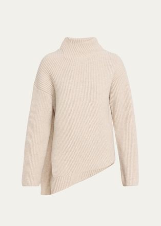 Vince Draped Rib-Knit Shawl Sweater