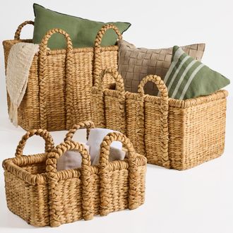 Best Choice Products 3PC Water Hyacinth Chunky Basket Set
