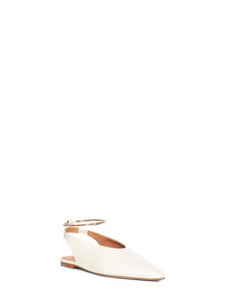 Jil Sander Womens Bone Pointed Toe Slingback Ballet Flats Goatskin Ballerina Shoes