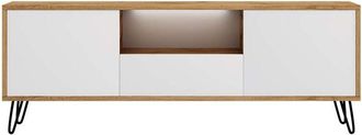 Selsey Selsey Ploystea - Mueble De Tv - De Pie - 137 Cm - Roble Wotan / Blanco - Moderno - Con Led