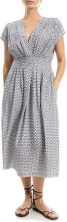 Max Studio Front Pleat Midi Dress in Ivory Sky at Nordstrom Rack, Size X-Large