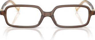 Miu Miu 0mu 01yv Translucent Brown Acetate Rectangular Eyeglasses