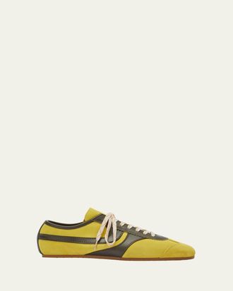 Dries Van Noten Mens Dustin Mixed Leather Retro Mule Sneakers