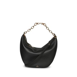 Valentino Black Leather Medium Hobo Vlogo Moon Shoulder Bag