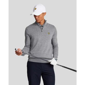Lyle & Scott Golf Quarter Zip Merino Sweater in Mid Grey Marl at Nordstrom, Size Xx-Large