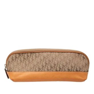 Dior Pre-owned Canvas Pouch - Dames - Pre-owned - Bruin - Maat: ONE Size Leer
