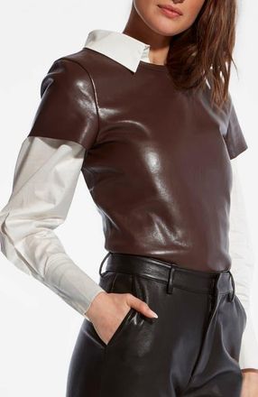 AS by DF New Guard Recycled Leather Tee in Mahogany at Nordstrom, Size X-Small