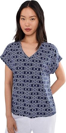 Tommy Bahama Kauai Coastal Tiles T-Shirts Womens Clothing Coastline : LG (US 12-14), Cotton/Modal/Spandex