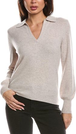 Fort&eacute; Cashmere Split Neck 100% Cashmere Polo Sweater