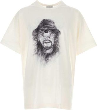 Yohji Yamamoto Off White Crewneck Printed T-Shirt