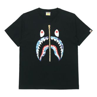 A Bathing Ape Shark Face Half Zip T-Shirt Black BAPE19SS-009