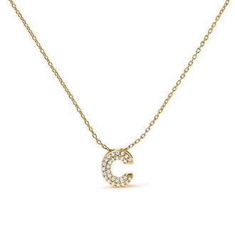 House of Brilliance 10K Gold Diamond Accent A-Z Initial Bubble Pendant Necklace in Yellow | C at Nordstrom