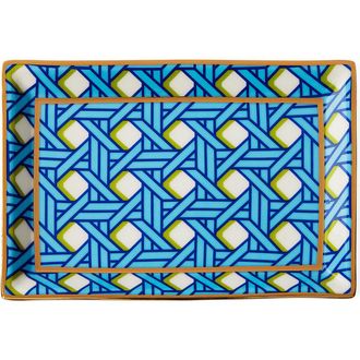 Jonathan Adler Basketweave Rectangle Tray in Blue /Green /Gold at Nordstrom