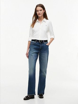 Tommy Hilfiger Vaqueros rectos y holgados de talle medio con bot&oacute;n dorado