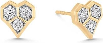 Sara Weinstock Honeycomb Heart Stud Earrings in Yellow Gold/Diamond at Nordstrom