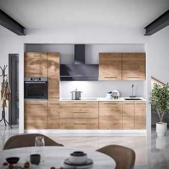 Vicco Mueble De Cocina Fame-line, Roble Dorado, 310 Cm, Et Antracita, Vicco