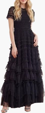 Needle & Thread Valentine Ruffle Maxi Dress in Graphite at Nordstrom, Size 12