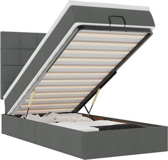 vidaXL Estructura Cama Otomana Colch&oacute;n Tela Gris Oscuro 80x200cm Vidaxl