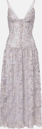 Jacques Wei Abito midi in pizzo con cristalli
