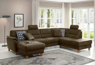 HOME AFFAIRE Wohnlandschaft »Palmera U-Form, B: 308 cm« optional Bettfunktion & Bettkasten, Federkern