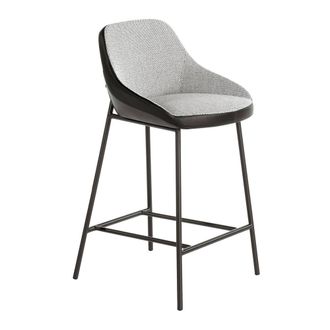 Angel Cerd&aacute; Grey Fabric Seat & Black Leatherette Back Stool